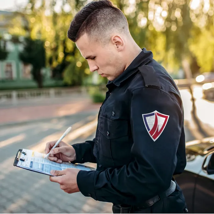 Unarmed security guard providing access control in Los Angeles